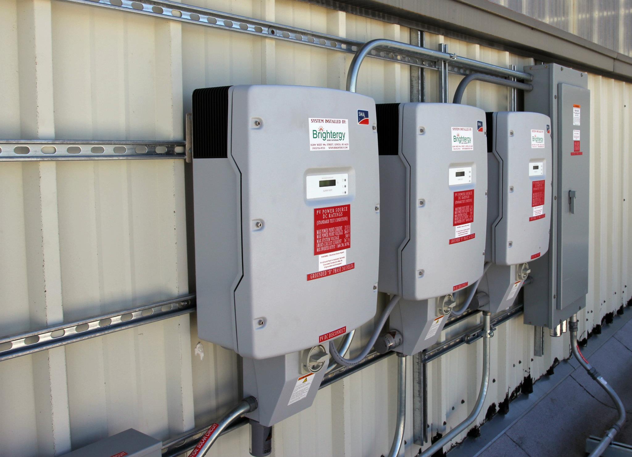 Solar Inverters at Cross Midwest’s solar-power installation