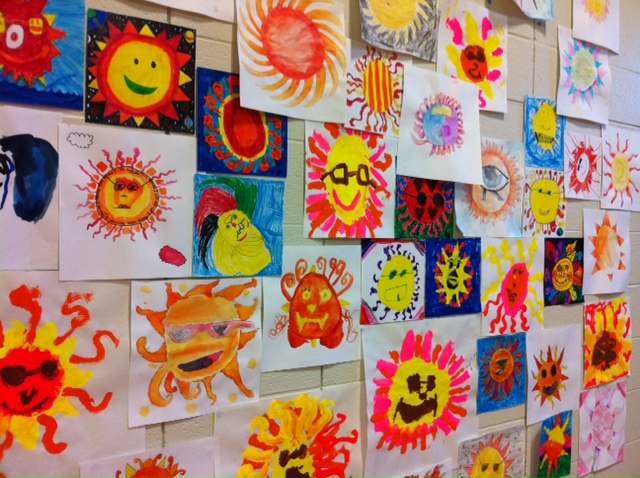Students at Pierremont Elementary School created paintings inspired by their solar-power installation.