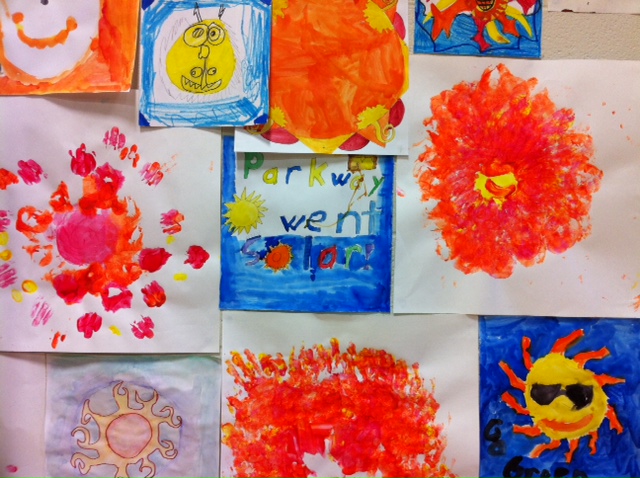Students at Pierremont Elementary School created paintings inspired by their solar-energy system